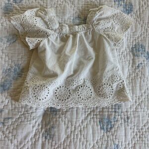 Zara White Eyelet Baby Top